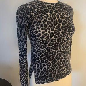 Saks Fifth Avenue Leopard Cashmere Sweater Sz Sm